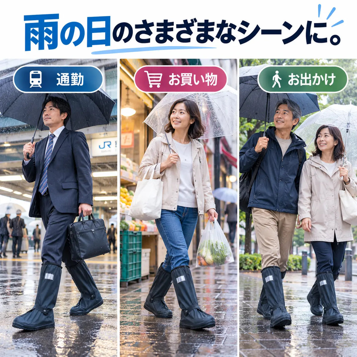 防水シューズカバー｜大雨対策・靴の上から履けるロングレインカバー