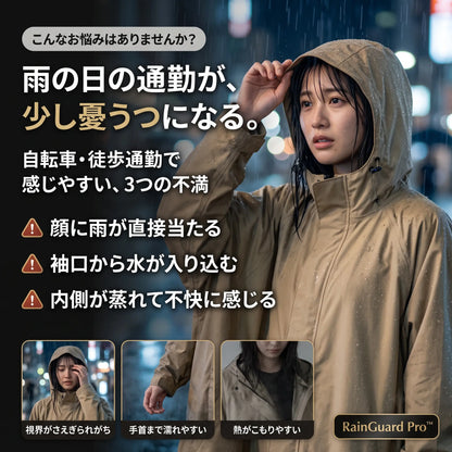 RainGuard Pro™｜耐水圧10,000mm 通勤レインポンチョ