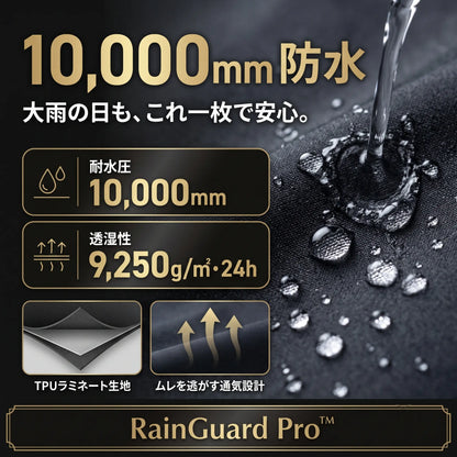 RainGuard Pro™｜耐水圧10,000mm 通勤レインポンチョ