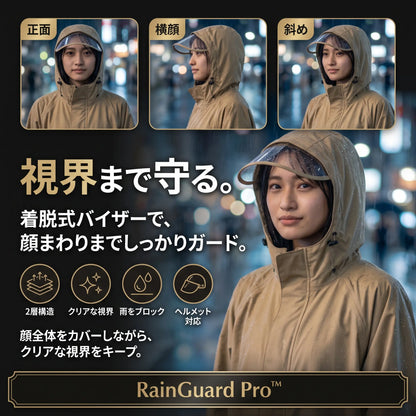 RainGuard Pro™｜耐水圧10,000mm 通勤レインポンチョ