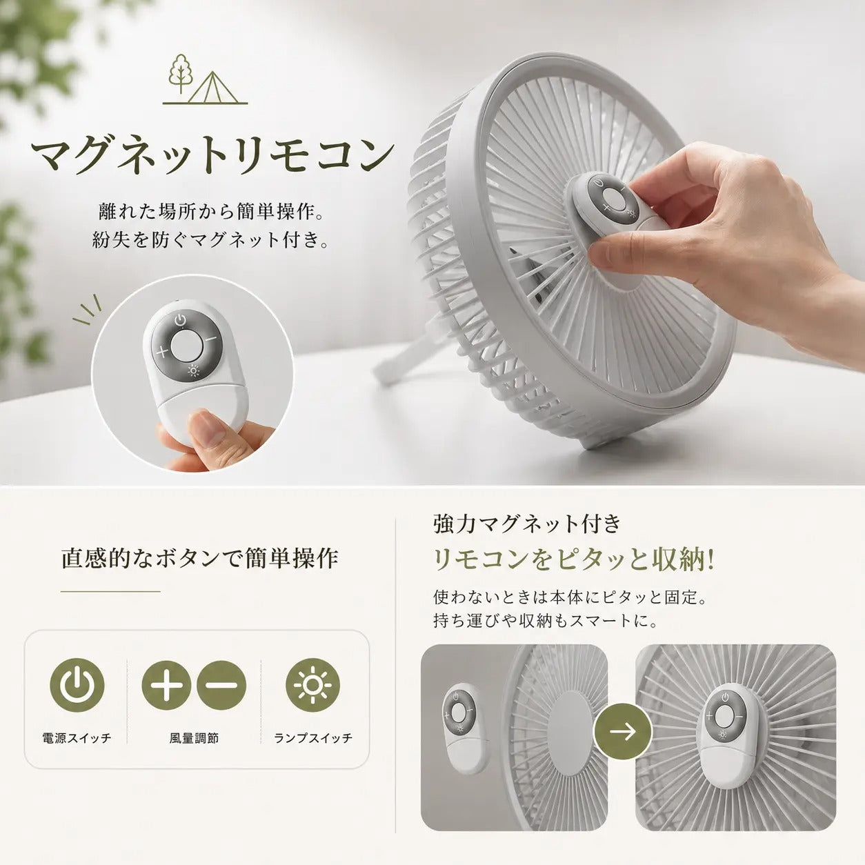AeroLume™｜LED付き携帯扇風機（車内・アウトドア・キャンプ対応）