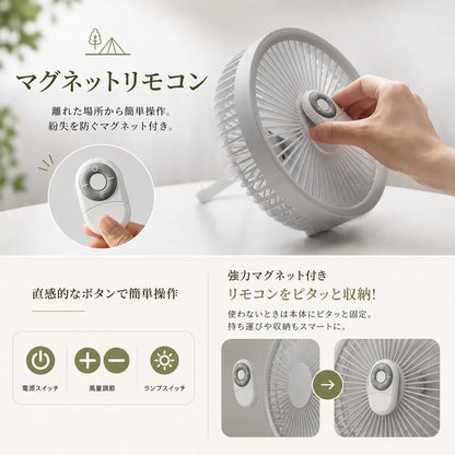 AeroLume™｜LED付き携帯扇風機（車内・アウトドア・キャンプ対応）